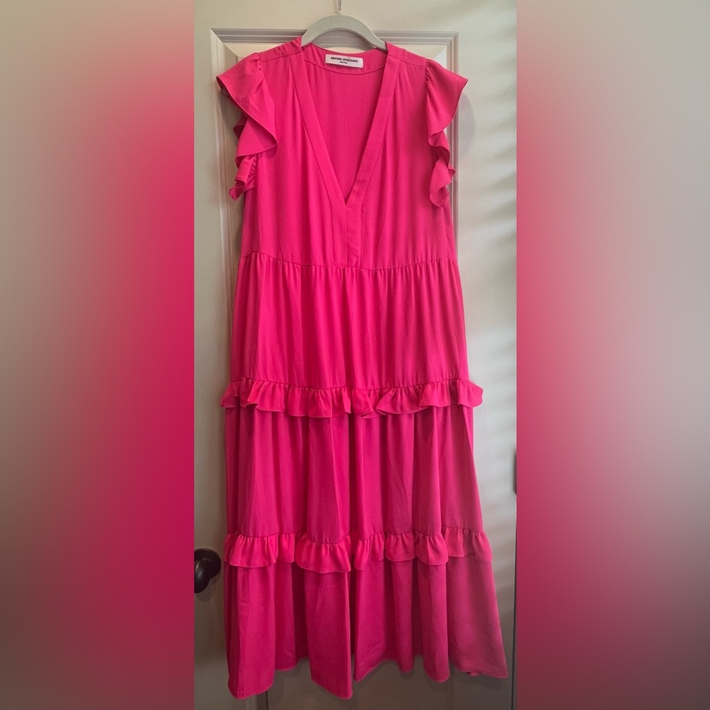 Amanda Uprichard Pink Ruffled Midi Dress